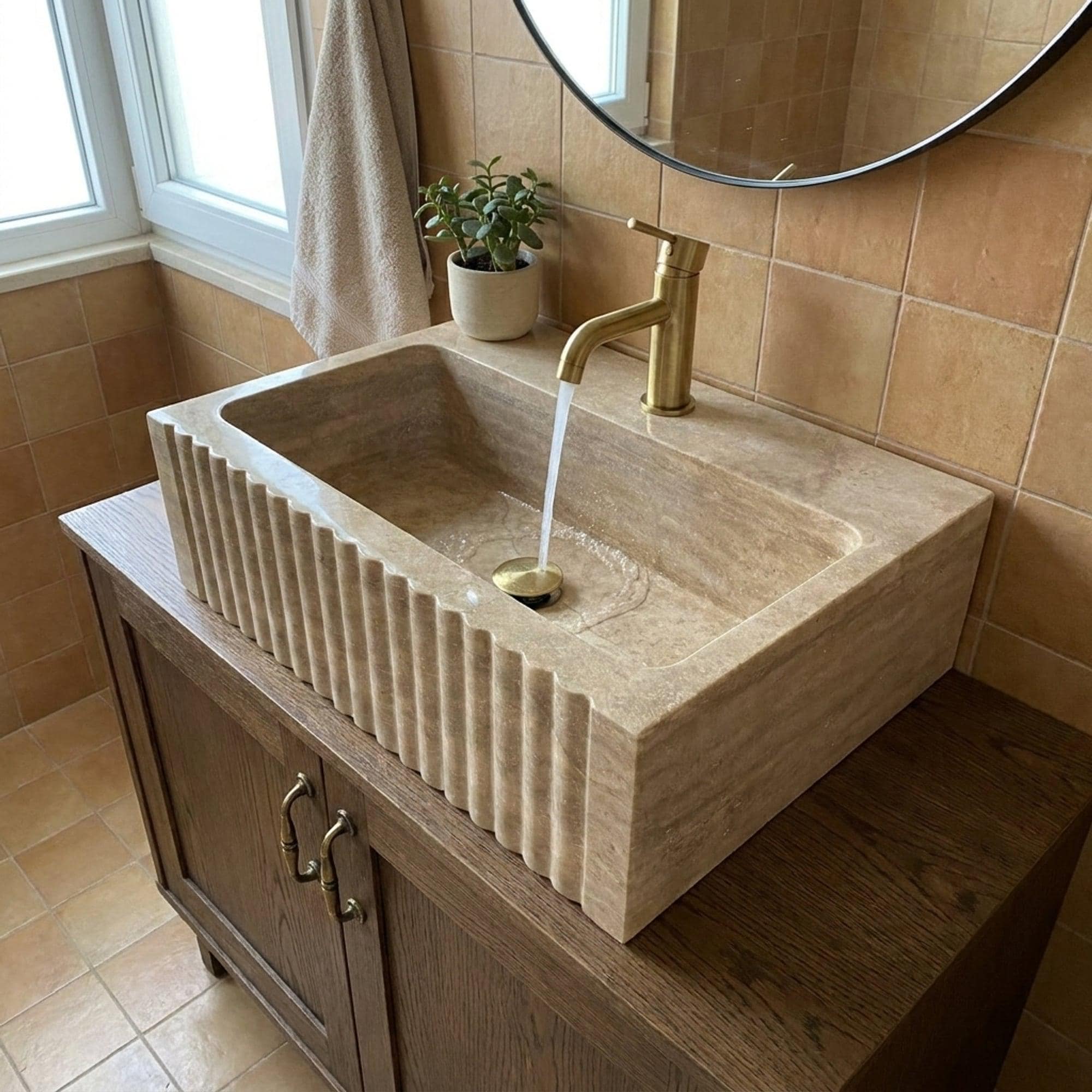 Travertine Marble Sink — view 14
