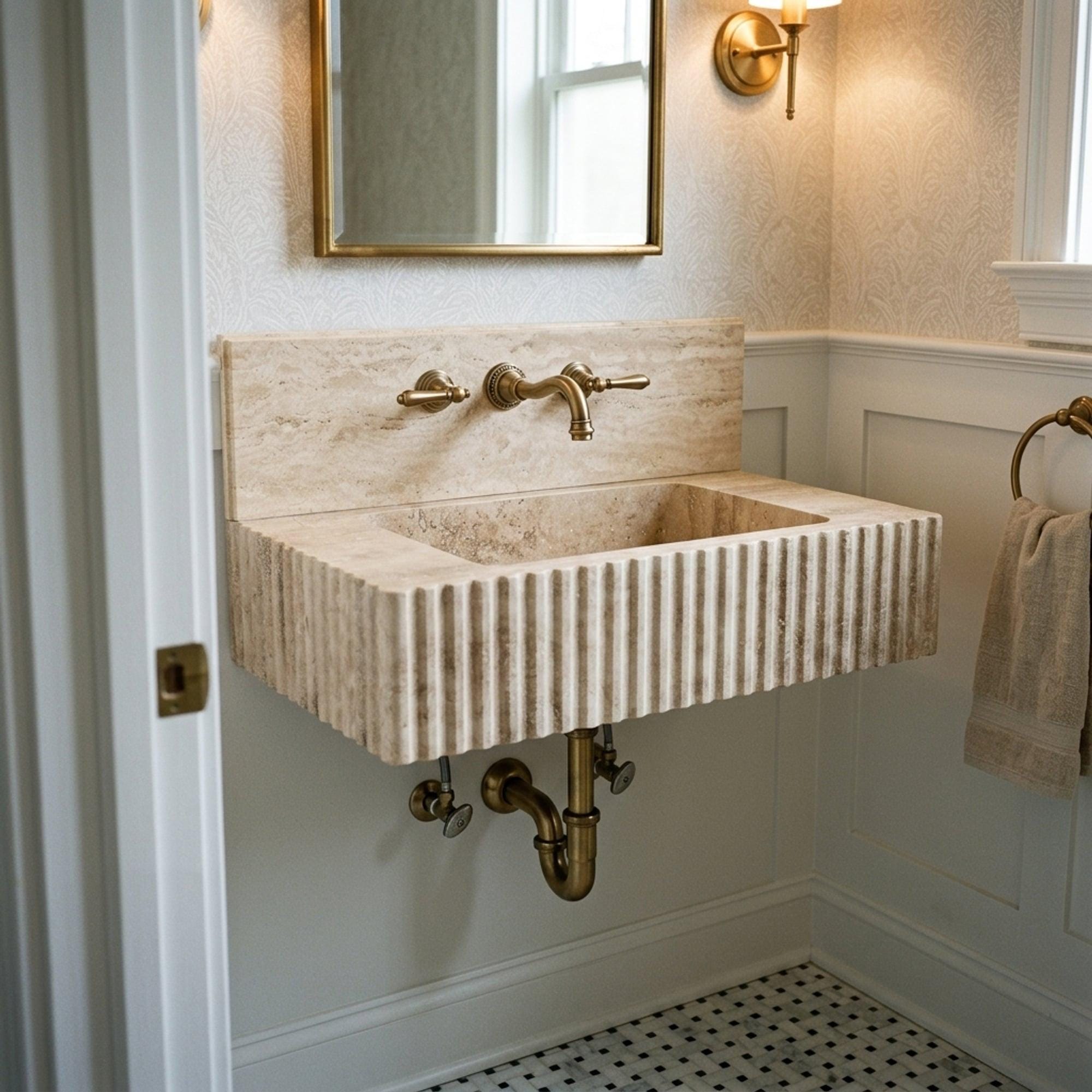 Travertine Marble Sink — view 11