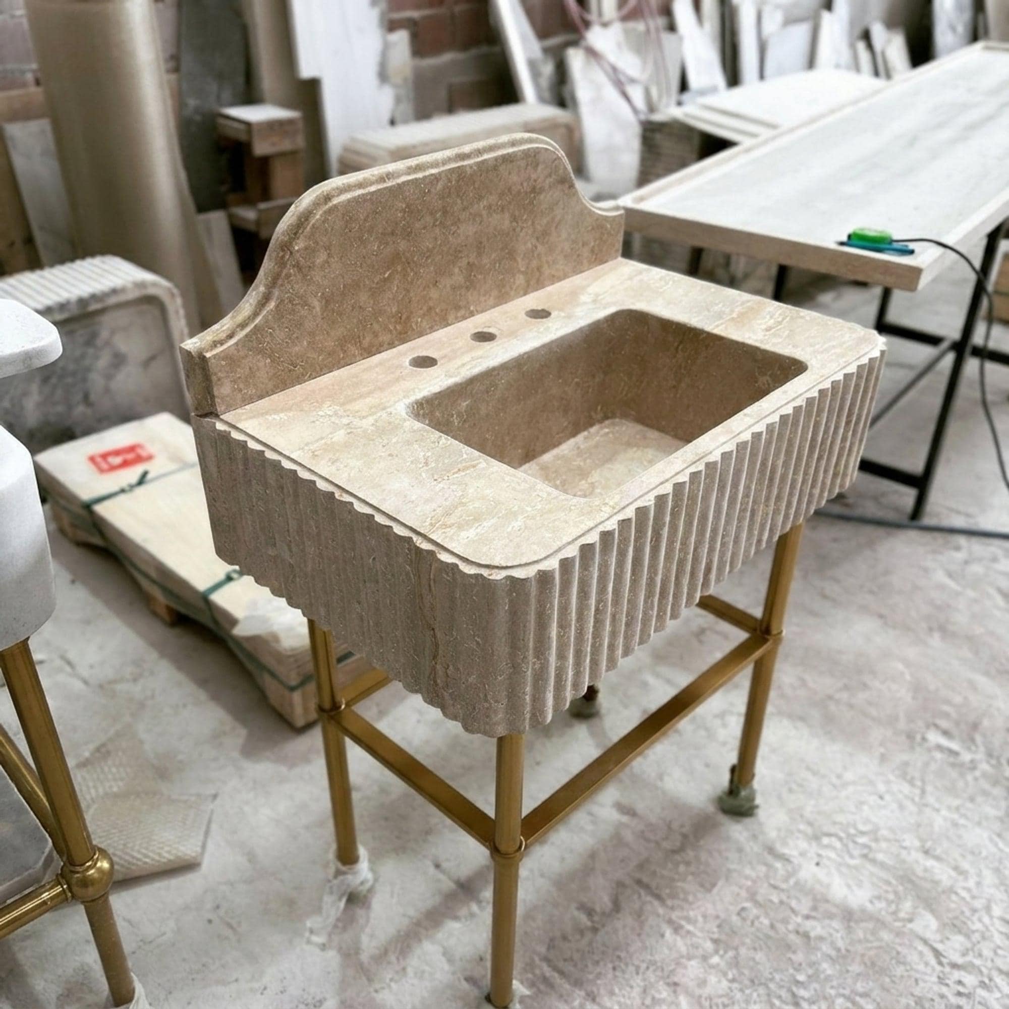 Travertine Marble Sink — view 4