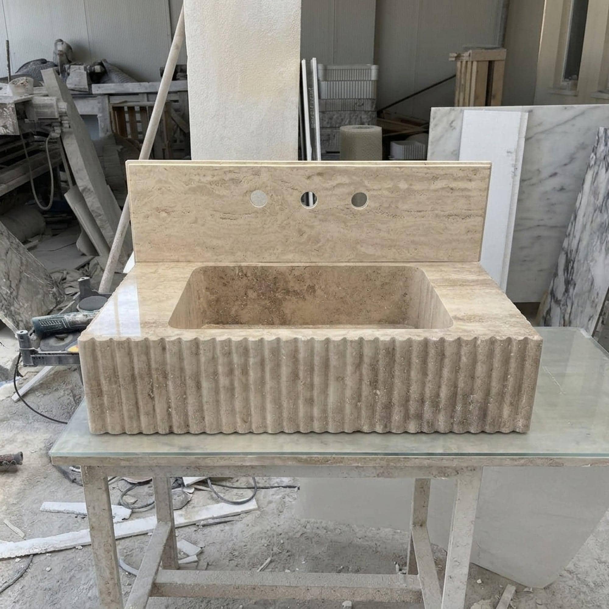 Travertine Marble Sink — view 6