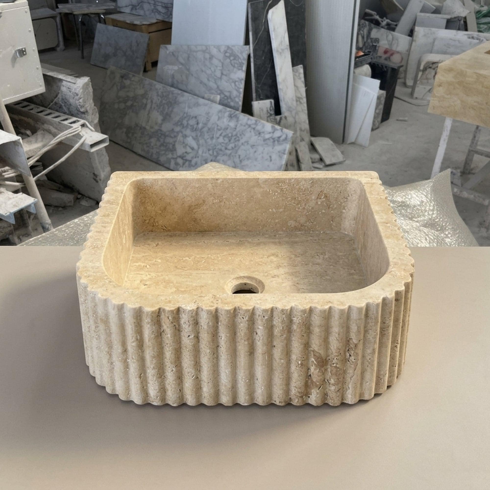 Travertine Marble Sink — view 3