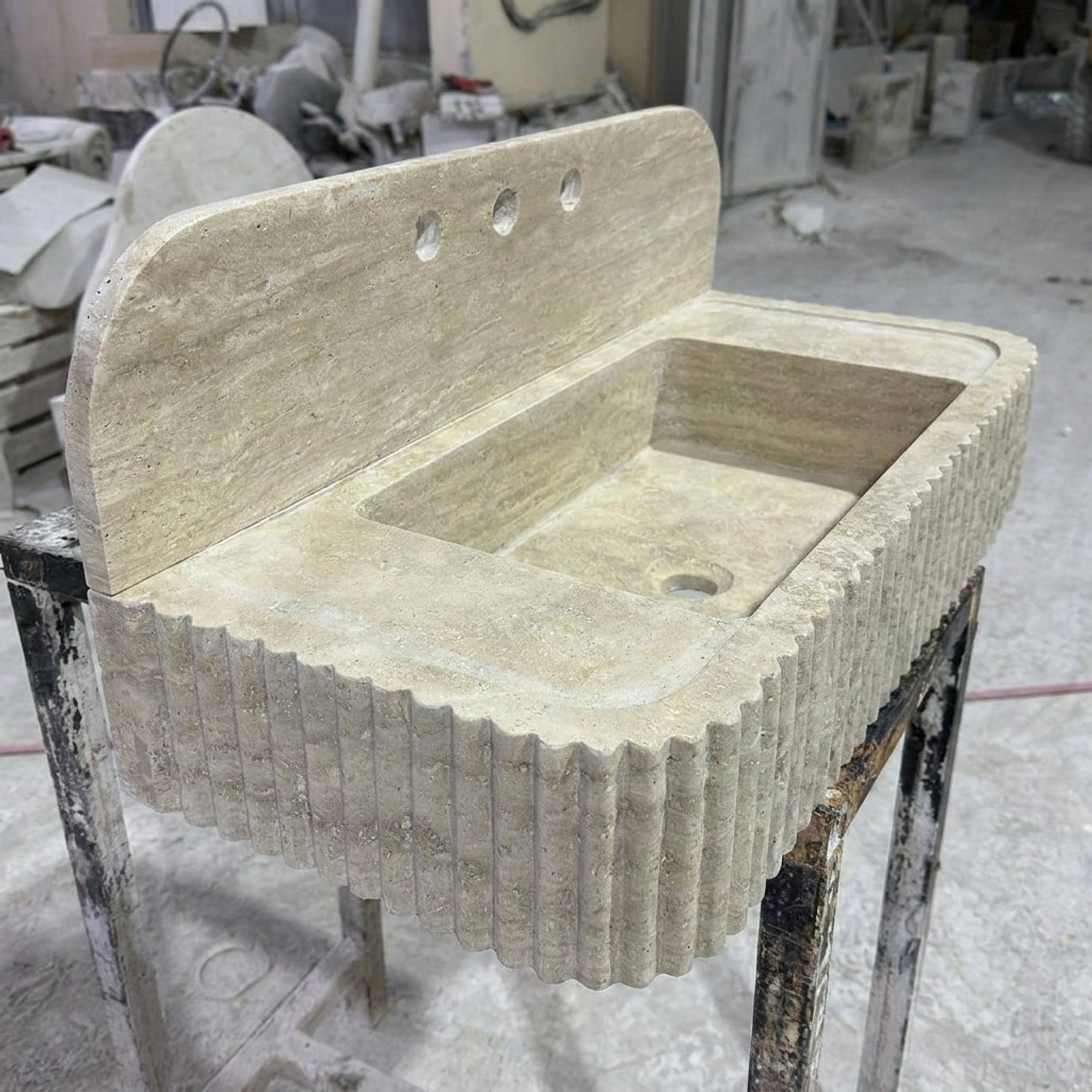 Travertine Marble Sink — view 7