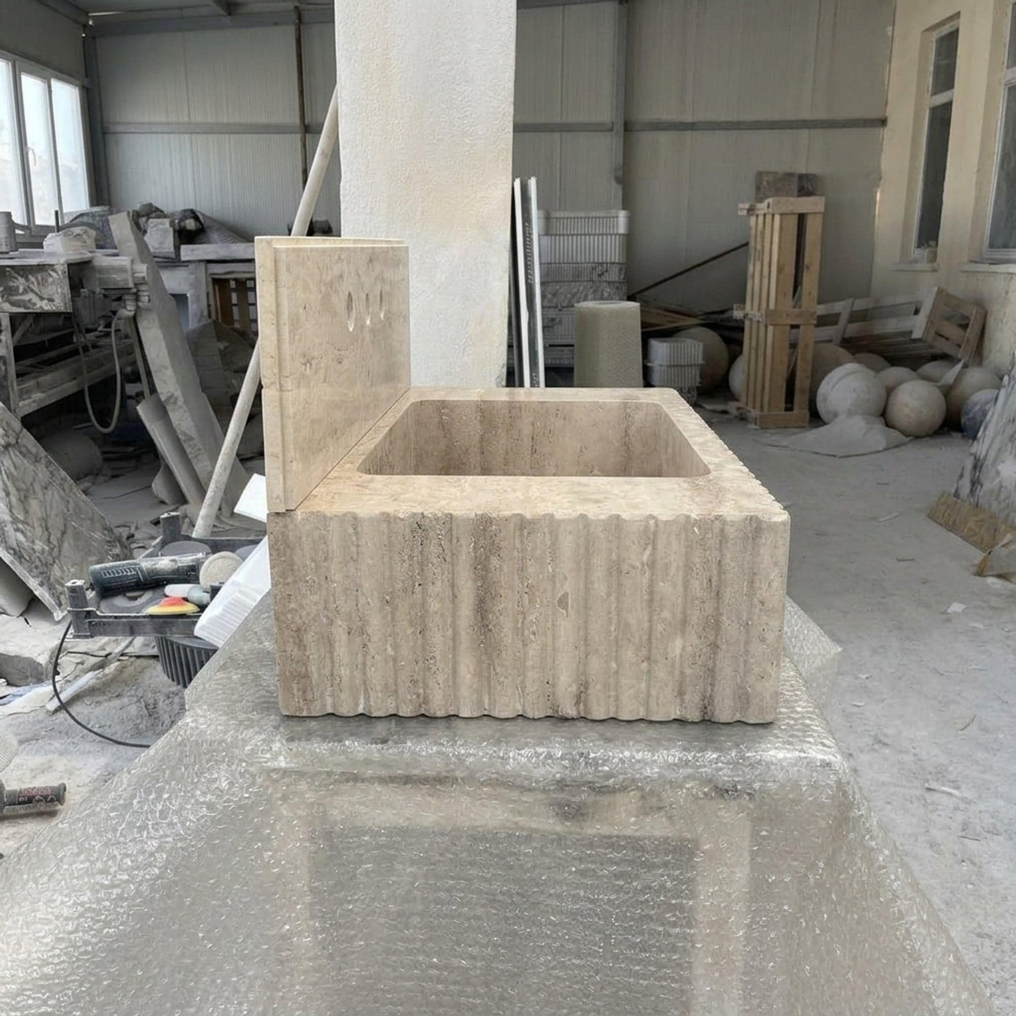 Travertine Marble Sink — view 4