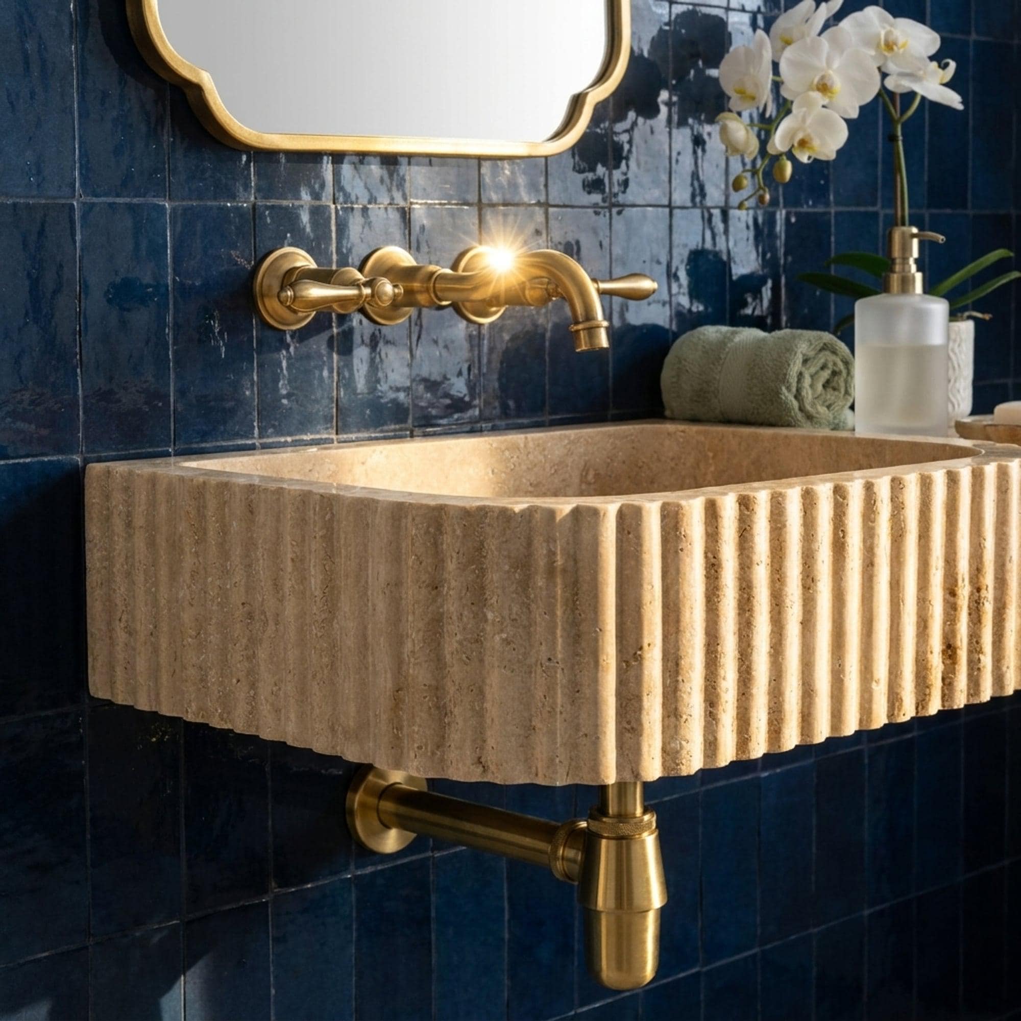 Travertine Marble Sink — view 2