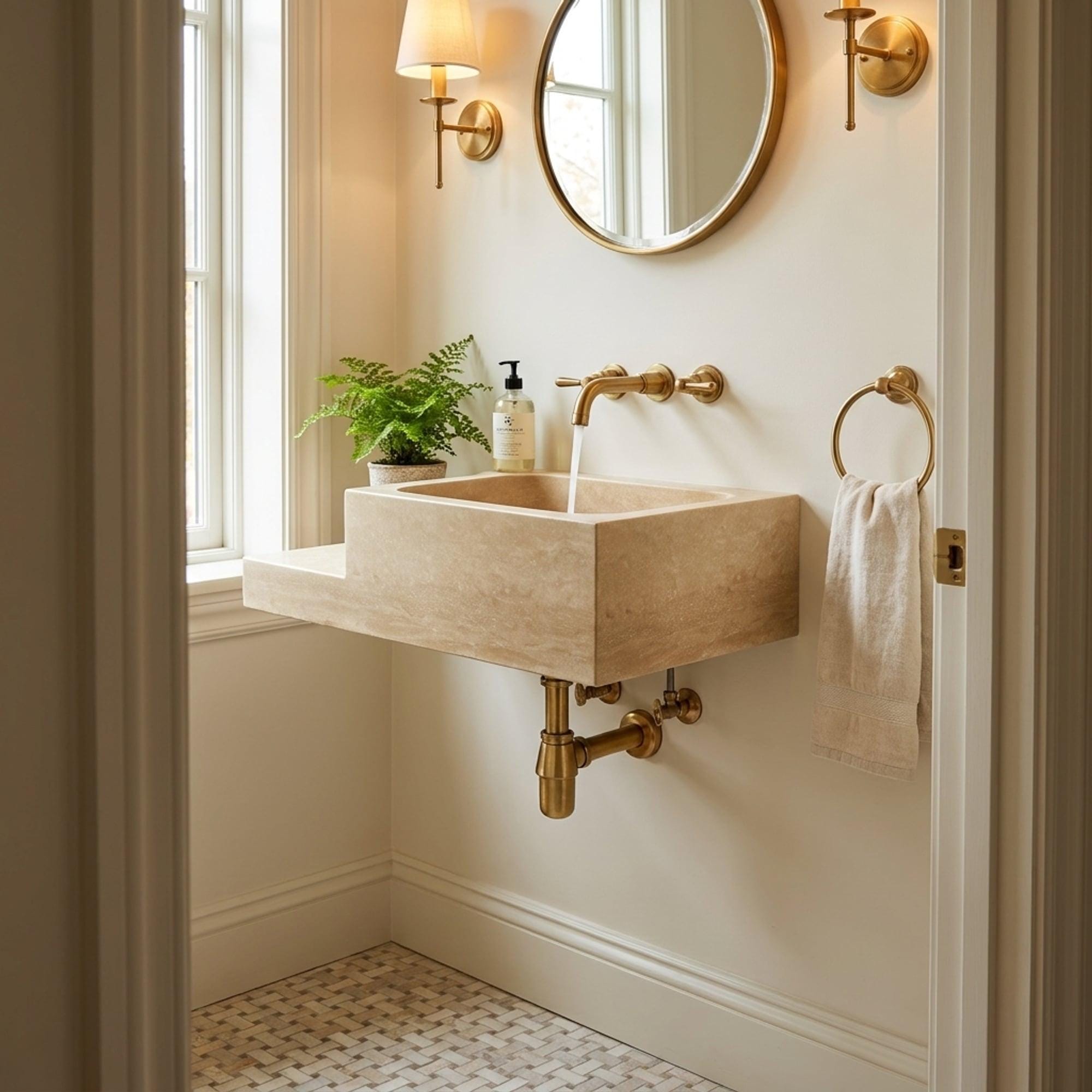 Travertine Marble Sink — view 13