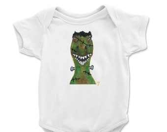 Halloween-Baby Body - weich - Urlaub - Baby junge und Baby-Mädchen - geschlechtsneutral - Kleinkind - Kostüm - Frankenstein Dinosaurier