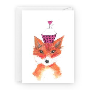 vos cupcake - Valentijnsdag wenskaart / kunst