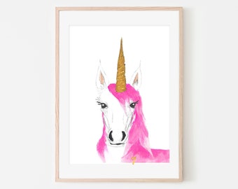 Unicorn Nursery Print | Unicorn Thema Kunst | Roze Eenhoorn | Animal Art | Genderneutrale | Unisex Baby Nursery Prints | Decor