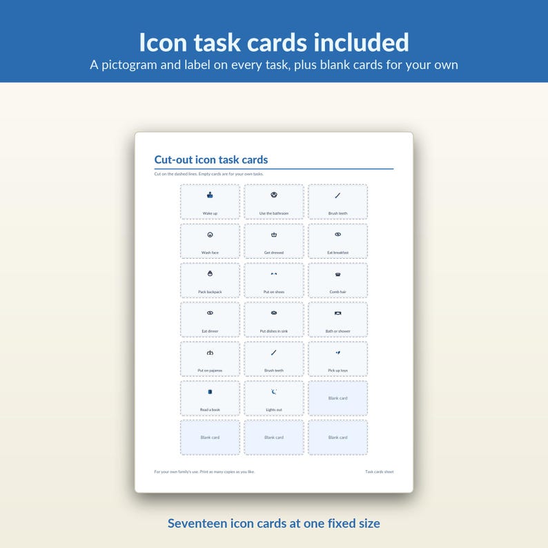 Kids Routine Chart Printable, Morning Evening Visual Schedule Task Cards image 4