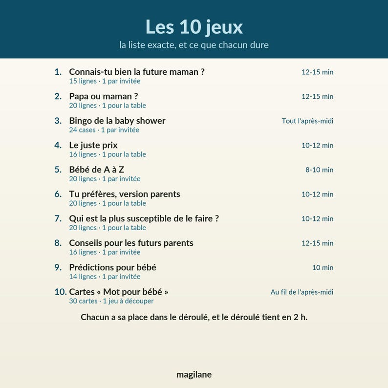 Jeux baby shower à imprimir - 10 jeux en français et le déroulé imagen 5