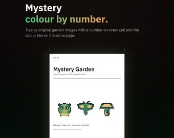 Mystery Garden Color by Number Printable, 12 Adult Pixel Coloring Pages PDF