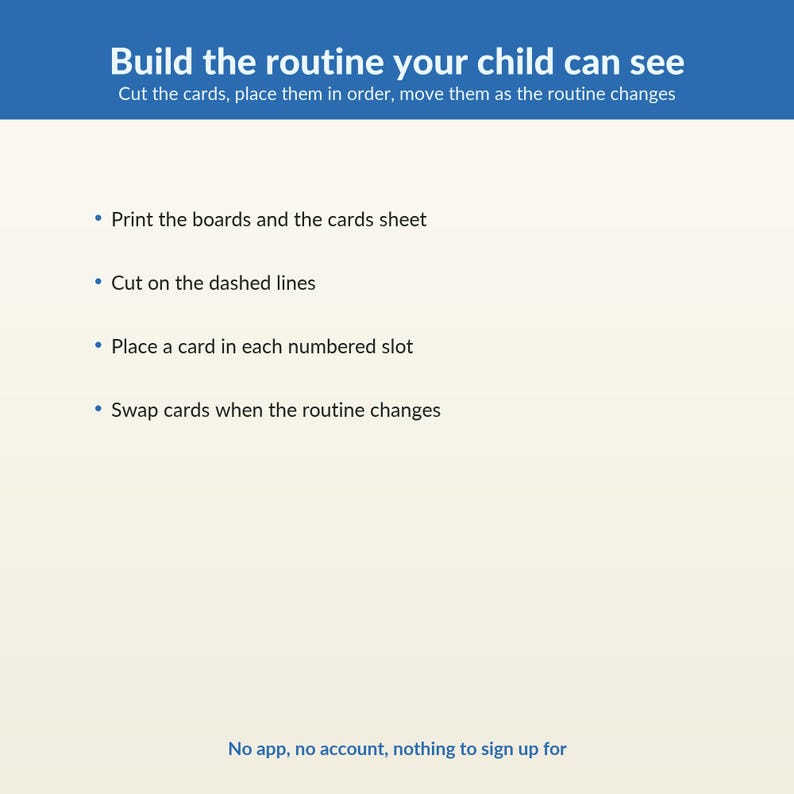 Kids Routine Chart Printable, Morning Evening Visual Schedule Task Cards image 5