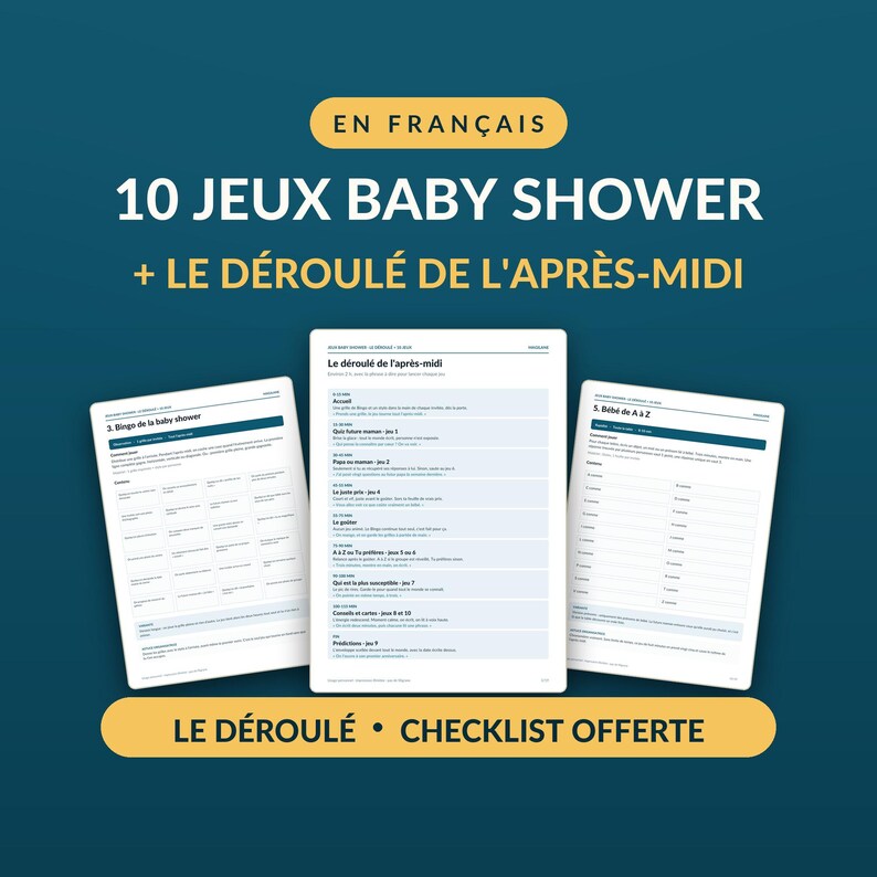 Jeux baby shower à imprimir - 10 jeux en français et le déroulé imagen 1
