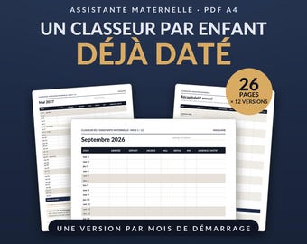 Classeur assistante maternelle à imprimer - feuilles de présence datées, un par enfant