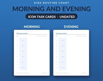Kids Routine Chart Printable, Morning Evening Visual Schedule Task Cards