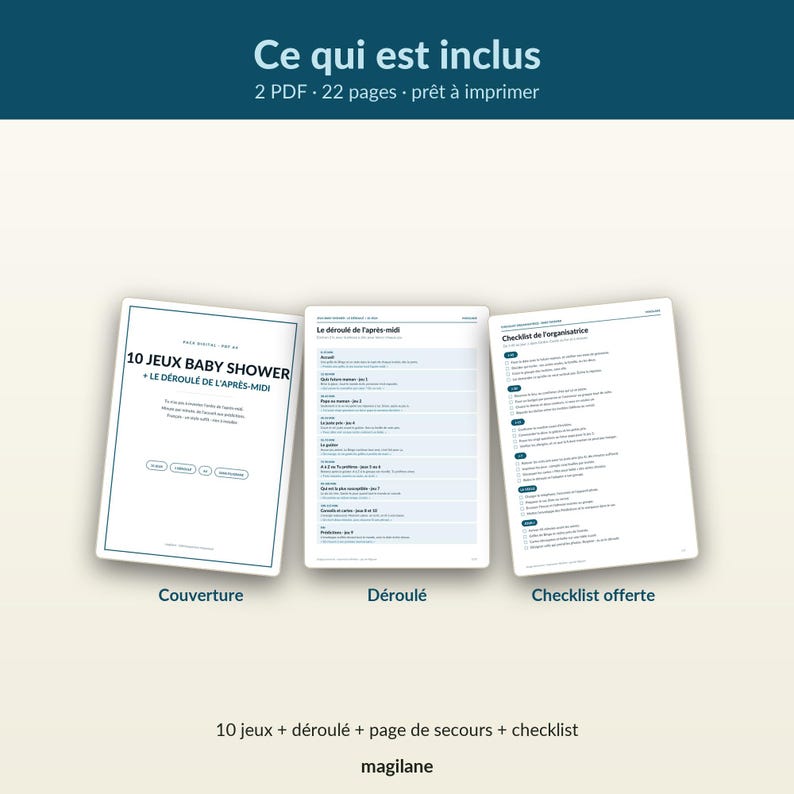 Jeux baby shower à imprimir - 10 jeux en français et le déroulé imagen 2