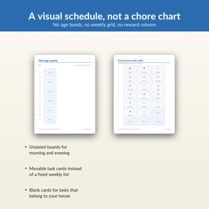 Kids Routine Chart Printable, Morning Evening Visual Schedule Task Cards image 8