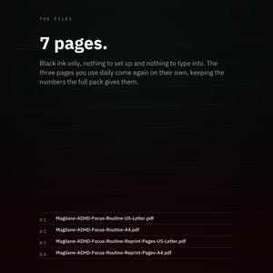 ADHD Focus and Routine Printable, 7 Page Daily Planner, Black Ink PDF image 9