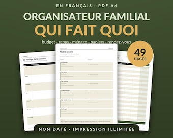Familiärer Organisator zum Drucken – Ein Haus, das fertig ist, Budget-Ménage-Repas