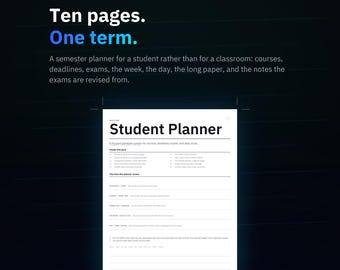 Student Planner Printable, Semester Study Organizer, College Assignment and Exam Tracker PDF