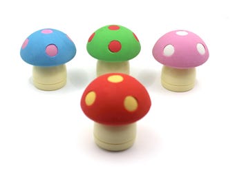 Mushroom Eraser Pencil Sharpener Set | Cottagecore Desk Accessories, Party Favor