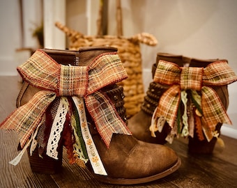 Handmade Fall Boot Bows for Booties | Harvest Honey Orange, Burgundy, Brown Western Accessories