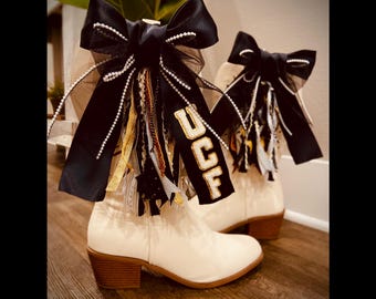 Handmade UCF Boot Bows | Black & Gold, Lace, Accents, Western Style Accessories