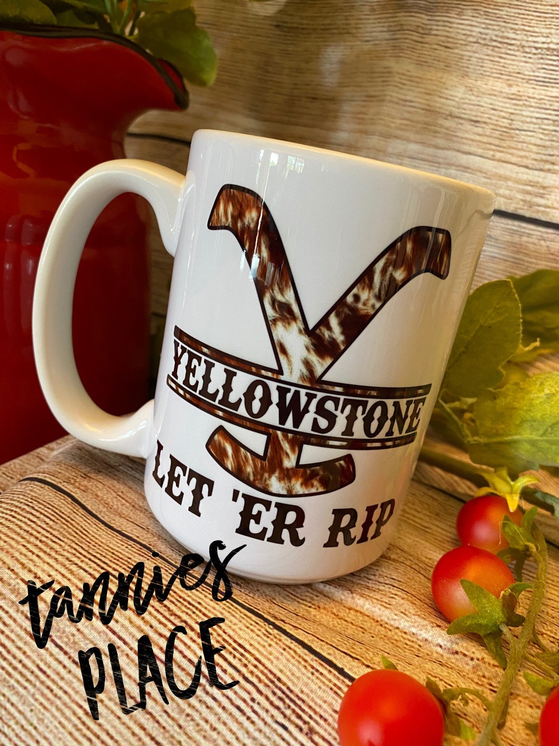 15oz White Coffee Mug With FREE Design Dutton Ranch Mug Cow Etsy