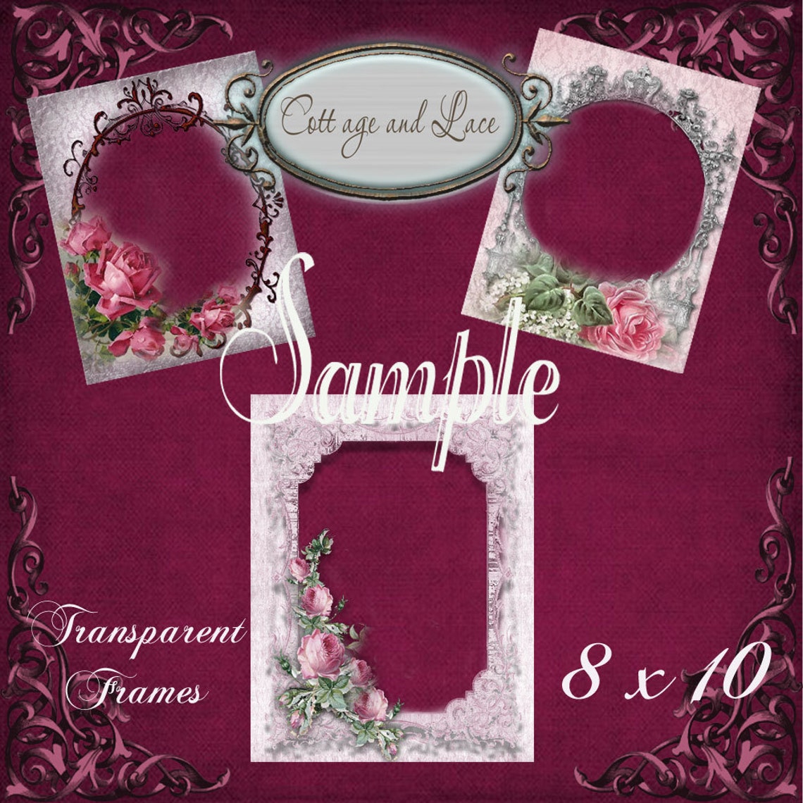 Digital Frames Transparent PNG Format Floral Frames 8 X 10 Etsy