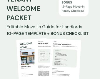 Tenant Welcome Packet Template | Editable Move-In Guide for Landlords + Checklist