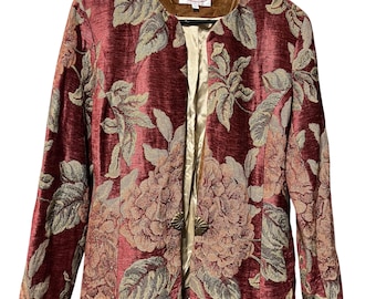 Vintage WRAPS Collection Women's Floral Burgundy/Green Jacket size M