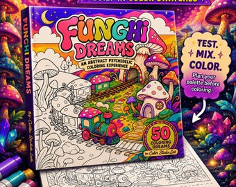 Dibujos para colorear de hongos psicodélicos para adultos – Sueños de hongos (PDF imprimible con muestra de colores)