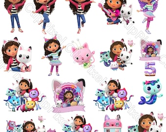 Gabby's Dollhouse PNG Bundle | Cute Cat House Clipart Collection for Stickers, Cricut, Sublimation & DIY Crafts