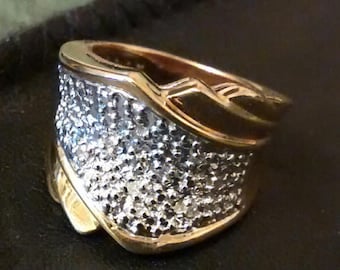 Sterling Silver Vermeil Vintage Ladies Crystal Ring Size 4 1/2