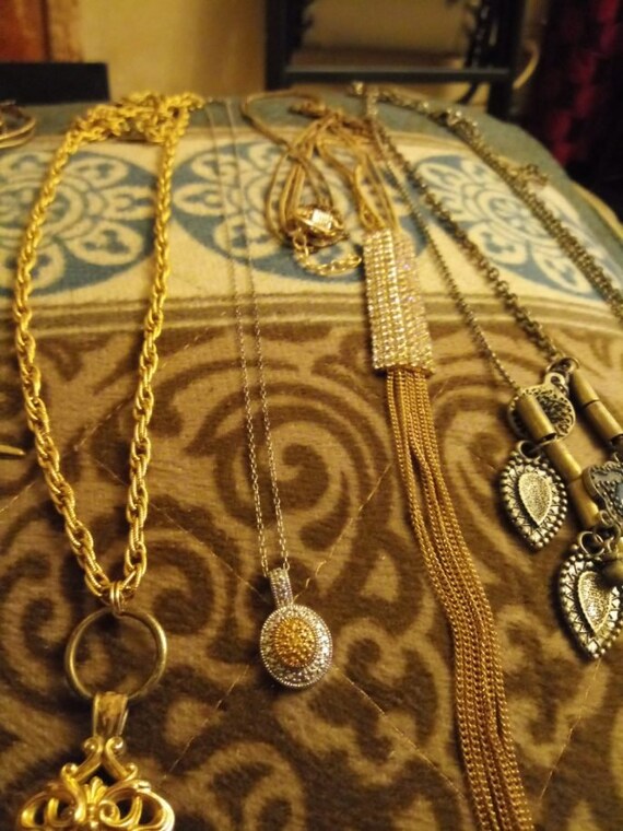 Vintage Jewelry Collection 6 Necklaces (1 Diamond Chi… Gem