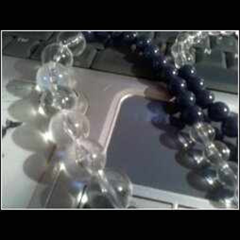 Navy Blue White Beaded Necklace