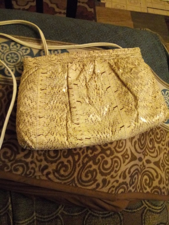 Lyrella Rare Snakeskin Cream Evening Bag  With 22 