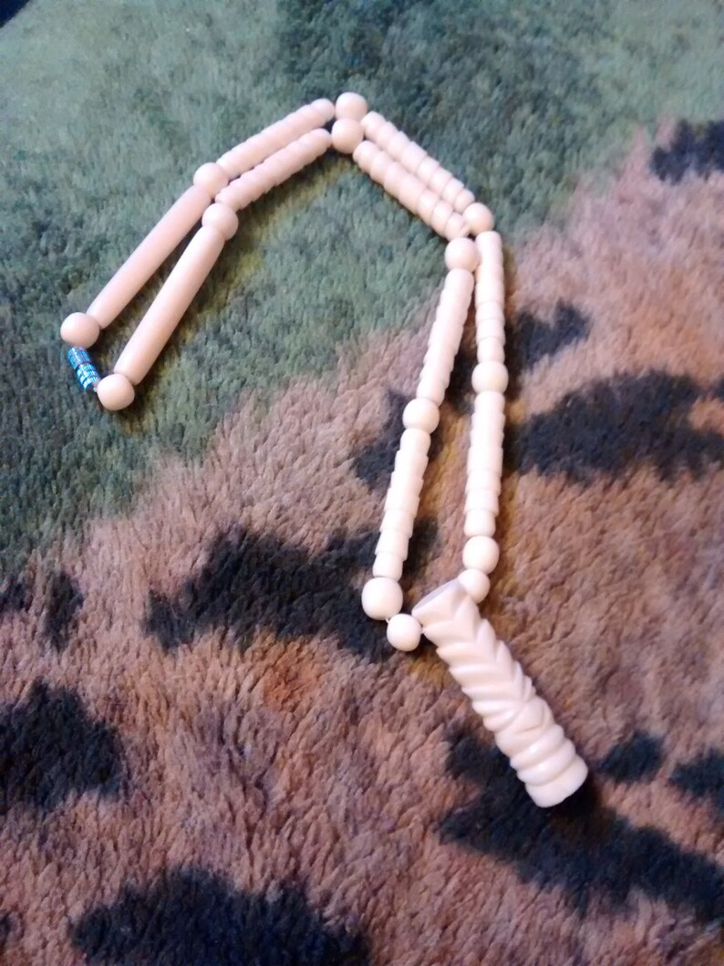 Tribal Faux Carved Bone Tribal Necklace 17 34 Inches