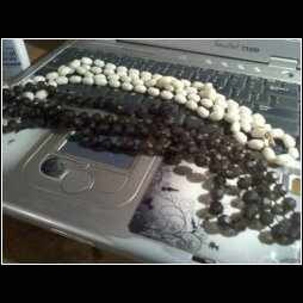 Beaded Necklaces Brownish Black And White