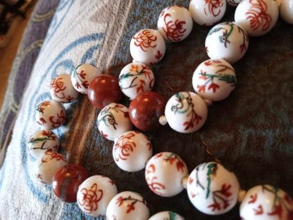 Porcelain White Chiffon And Red Jasper Antique Ha… - image 4