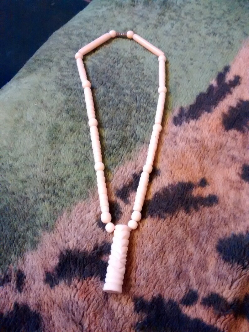 Tribal Faux Carved Bone Tribal Necklace 17 34 Inches