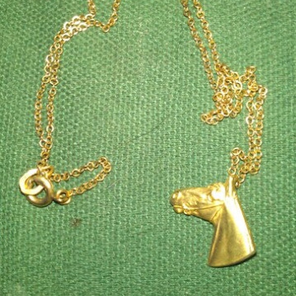 Rare Krementz Horse Head Gold Tone Necklace