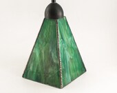 Green Pendant Light, Kitchen Lighting, Home Interior Lighting, Stained Glass Lamp, Hanging Pendant, Modern Ceiling Fixture, Choice of Finish