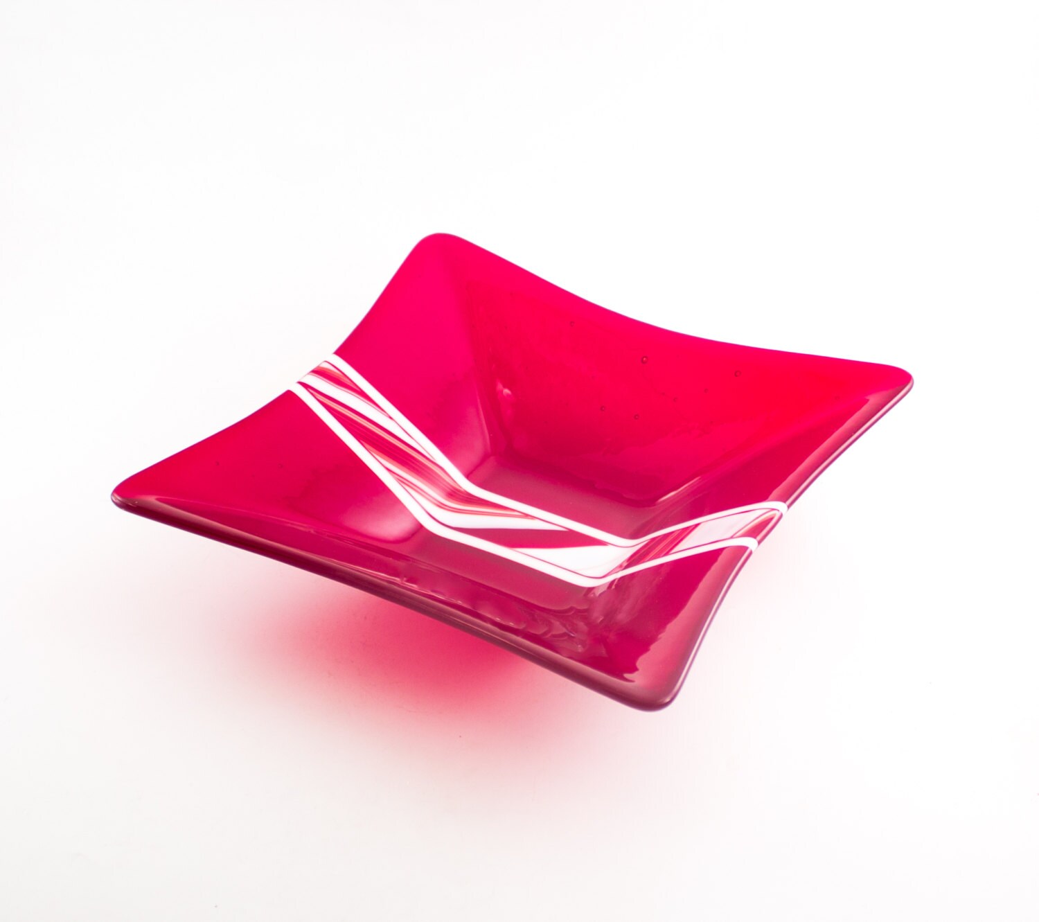 Red Glass Bowl Serving Dish Decorative Accents Kitchen Etsy