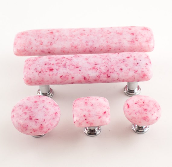 Cherry Blossom Pink Fused Glass Pulls Drawer Handles Girls Etsy