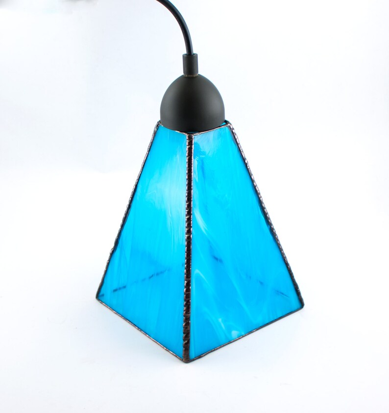 Aqua Blue Glass Pendant Lighting Unique Hanging Lamp Kitchen Island Light Fixture Stained Swag Custom Sizes Available