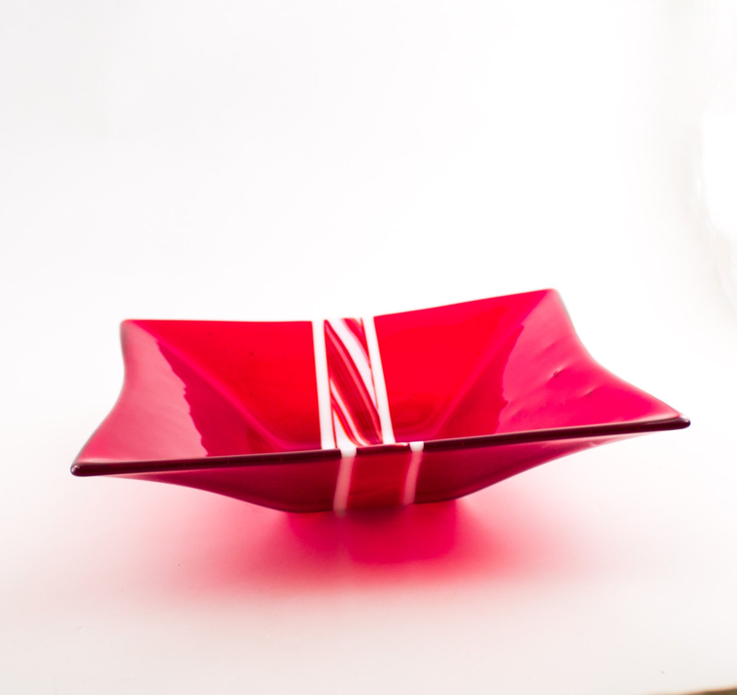 Red Glass Bowl Serving Dish Decorative Accents Kitchen Etsy