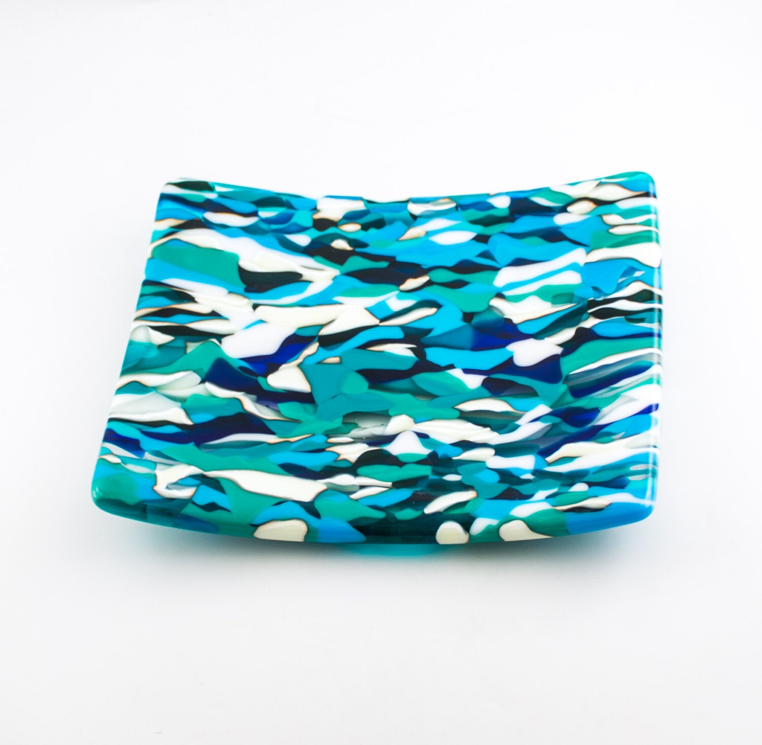 Fused Glass Plate Multi Color Glass Serving Tray Kitchen Etsy