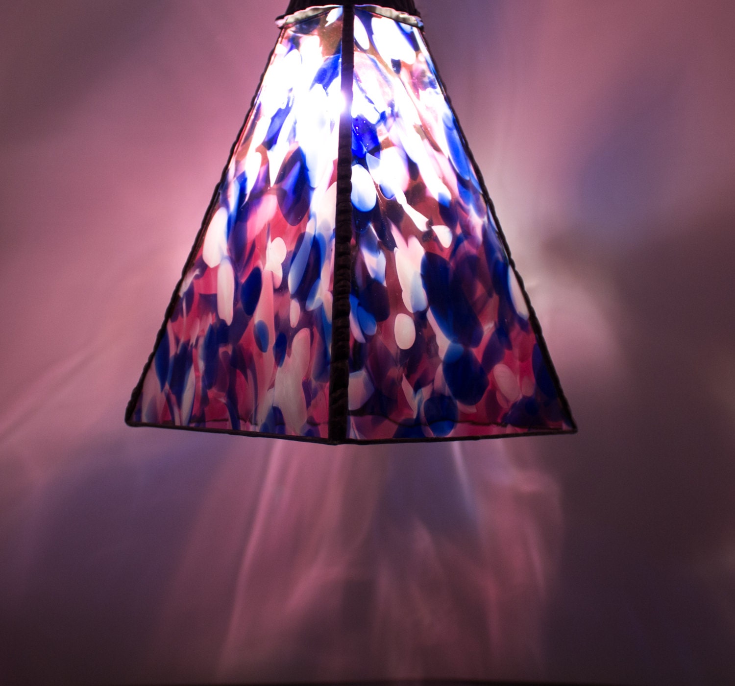 Stained Glass Pendant Light Modern Design Cobalt Blue and Etsy