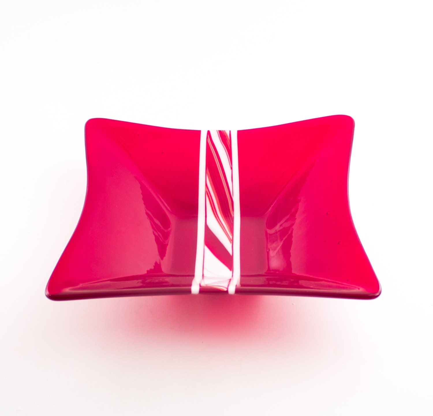 Red Glass Bowl Serving Dish Decorative Accents Kitchen Etsy